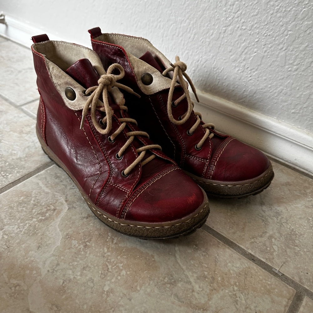 Italian leather red boots